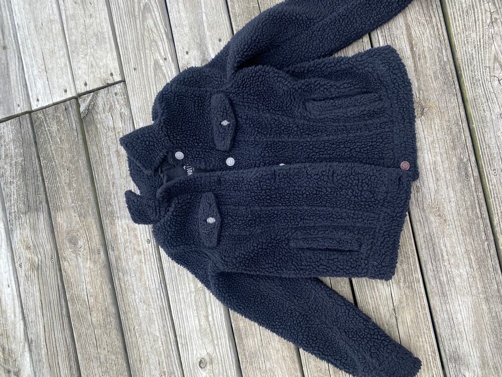 Hollister Fuzzy Black Cropped Jacket Size Small Y2K